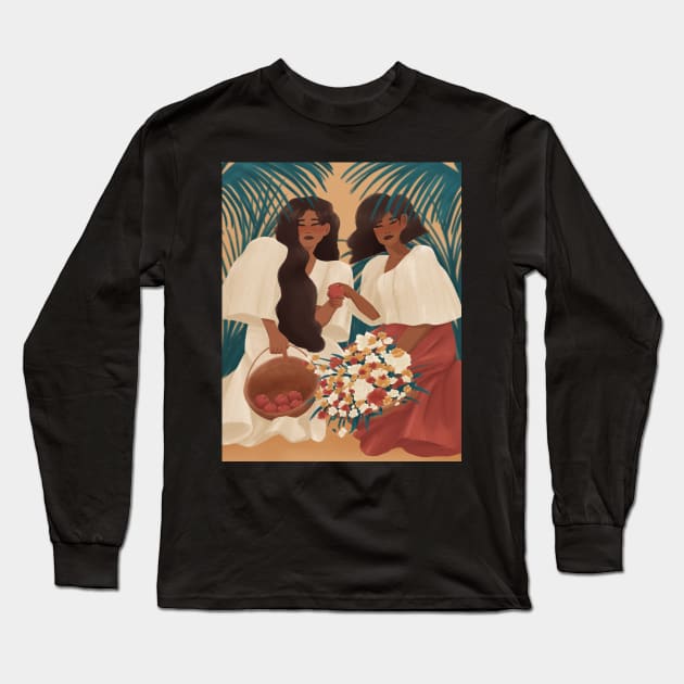 Filipina Beauties and Apples Long Sleeve T-Shirt by samsum.art